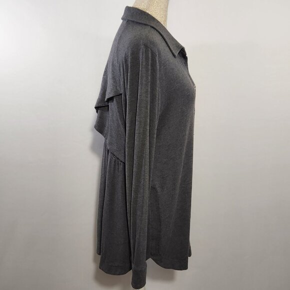 Soft Surroundings Size M Button Up Tunic Shirt Jersey Knit Cool Breeze Gray - Picture 8 of 15